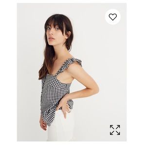 Madewell Ruffle- Strap Cami Top in Gingham check